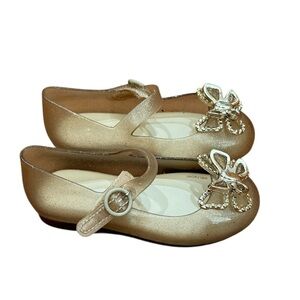 Mini Melissa Sweet Love Butterfly Flats in Glitter Beige Gorls Size 9 Mary Jane
